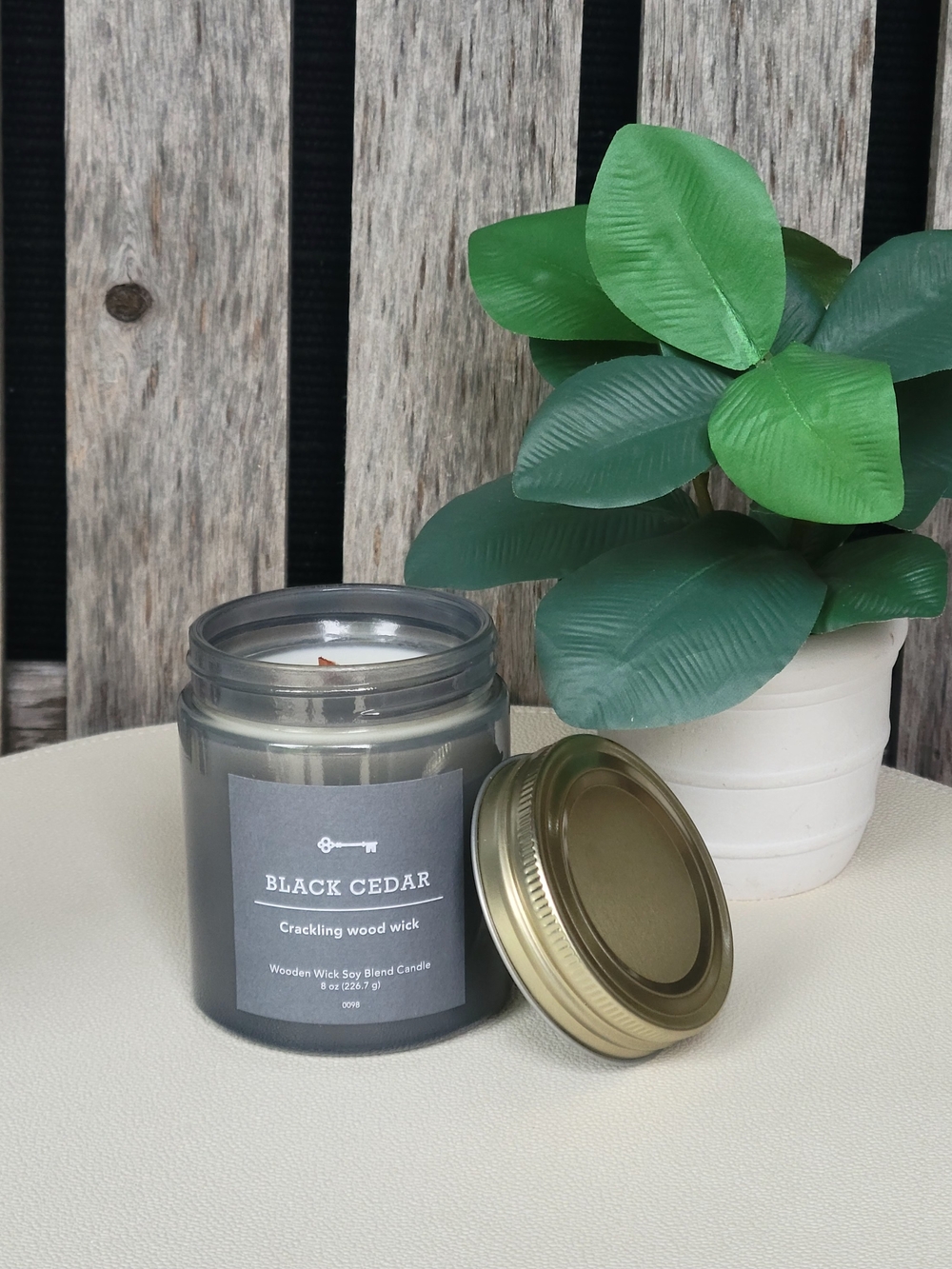Threshold Black Cedar Crackling Wood Wick Candle - Gray 9oz - Picture 4 of 5